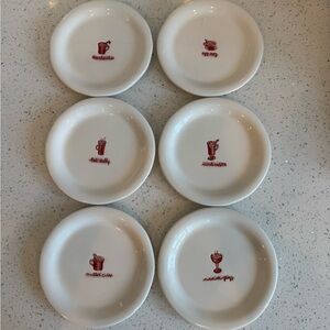 🎄 Williams-Sonoma Holiday “Hot Drinks” Dessert Plates – Set of 6 | EUC 🎄
